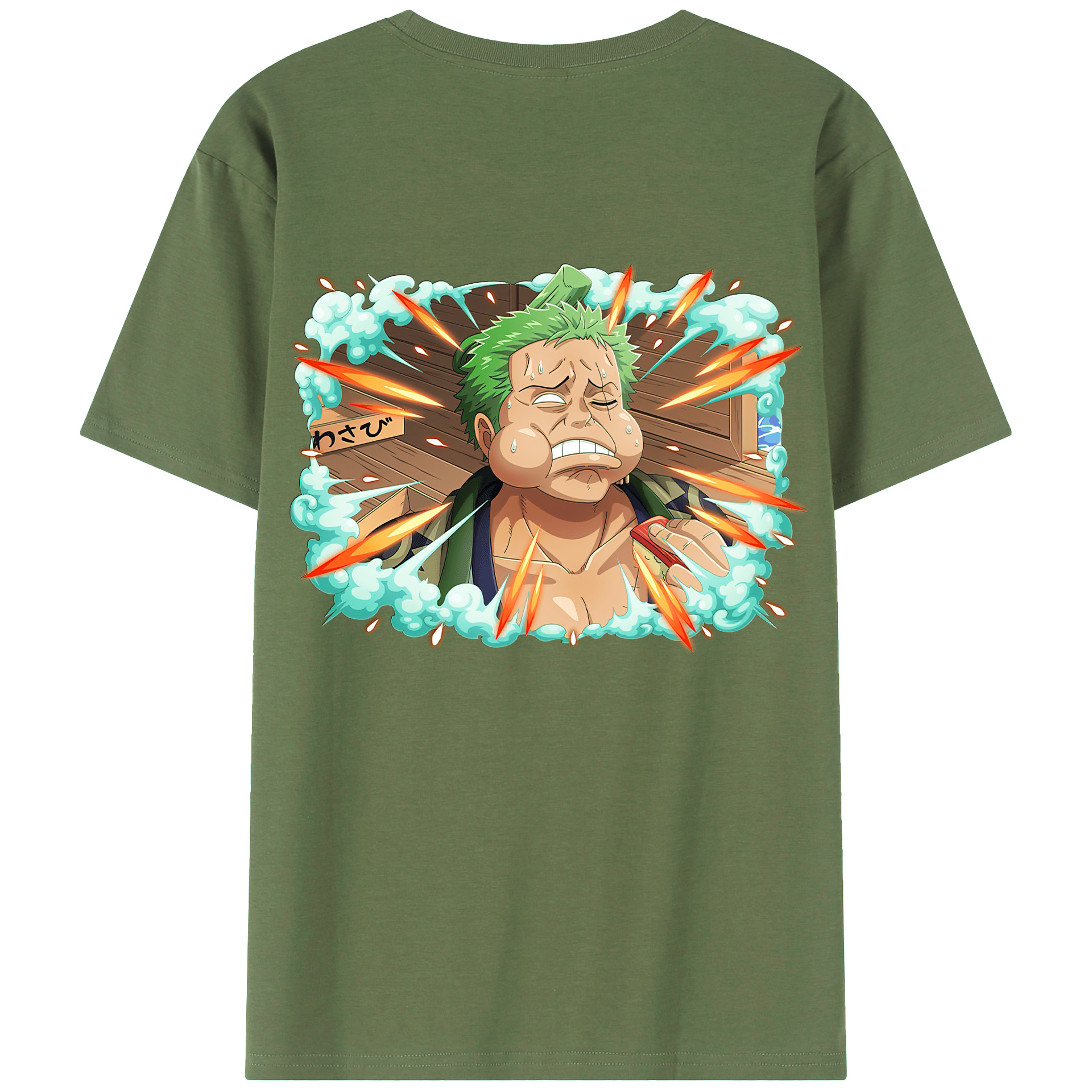ワンピース ロロノア・ゾロ ONE PIECE Roronoa Zoro 綿100％ メンズ半袖Tシャツ（バックプリント） 通気性